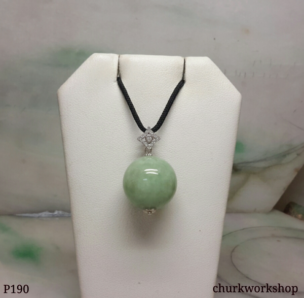 Light green jade pendant sterling silver – Churk Work Shop