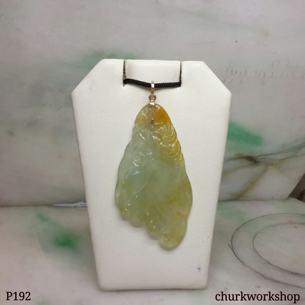 Light green Jade hand cheapest carved Buddha pendant necklace, Jade pendant #6349