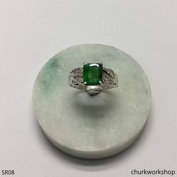 Square jade sterling silver ring – Churk Work Shop