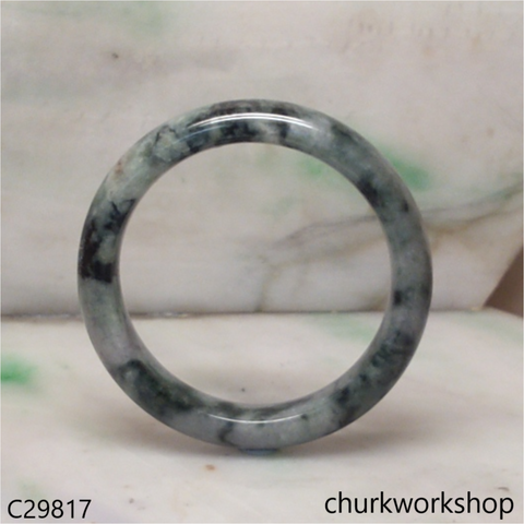 Moss green & grayish lavender with black splotches jade bangle