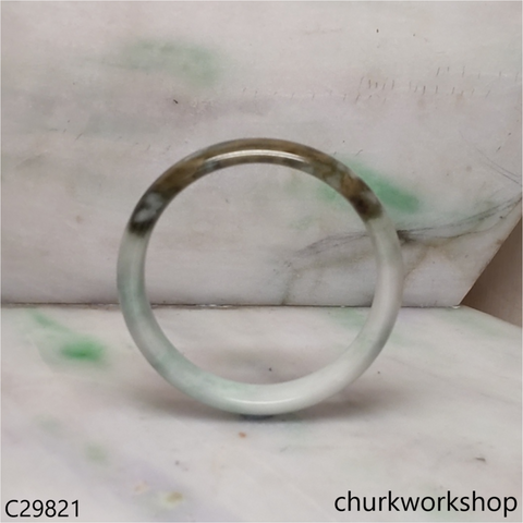 Light green with dark brown splotches jade bangle