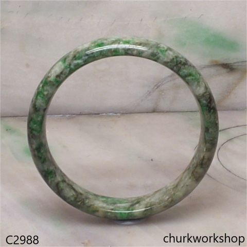 Grayish green mix light & dark green jade bangle