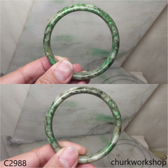 Grayish green mix light & dark green jade bangle