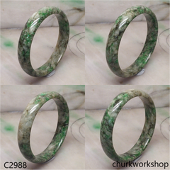 Grayish green mix light & dark green jade bangle