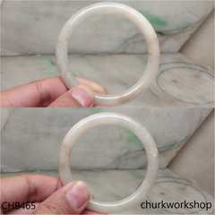 Pale green mix pale yellowish jade bangle