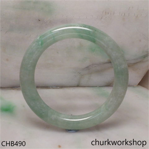 Large light green with splotches green jade bangle