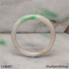 White base with splotches green jade bangle