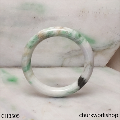 White base multicolor jade bangle