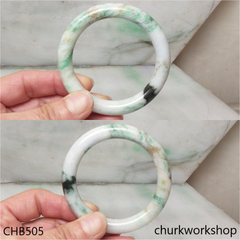 White base multicolor jade bangle