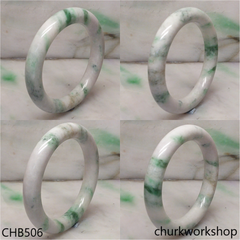 White base with splotches green & bluish green jade bangle