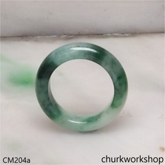 Custom white base with green splotches ring set