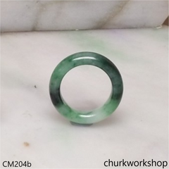 Custom white base with green splotches ring set