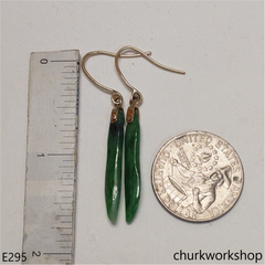 14K green jade earrings