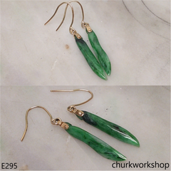 14K green jade earrings