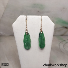 14K green jade Ruyi earrings