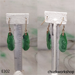 14K green jade Ruyi earrings