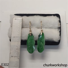 14K green jade Ruyi earrings