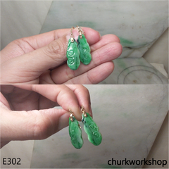 14K green jade Ruyi earrings