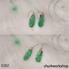 14K green jade Ruyi earrings