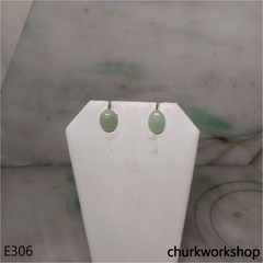 Light green jade ear studs