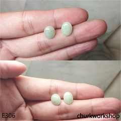 Light green jade ear studs