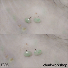 Light green jade ear studs