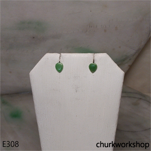 Green jade ear studs