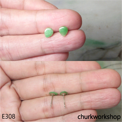 Green jade ear studs