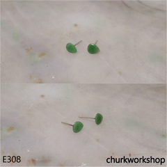 Green jade ear studs