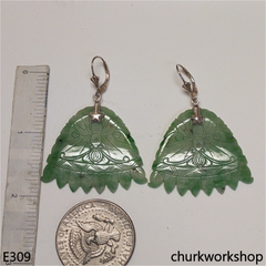 Green jade butterfly earrings