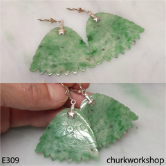 Green jade butterfly earrings