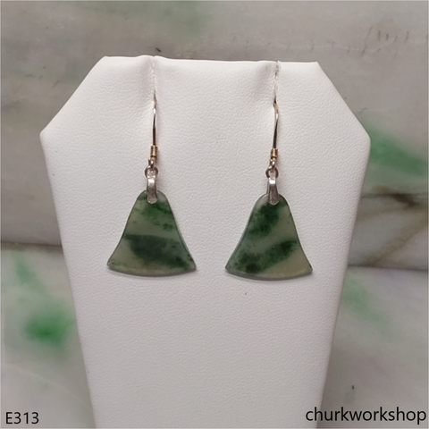 Light green with green splotches jade earrings