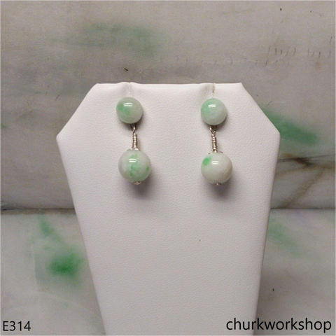 Light green jade bead earrings