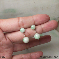 Light green jade bead earrings