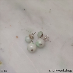 Light green jade bead earrings