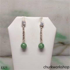 Silver jade beads earrings