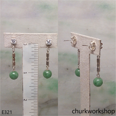 Silver jade beads earrings