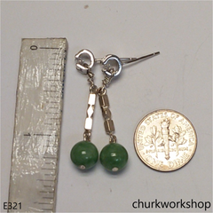 Silver jade beads earrings