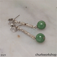 Silver jade beads earrings