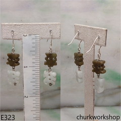 White & brown color jade  earrings