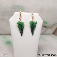 14K dangling jade earring