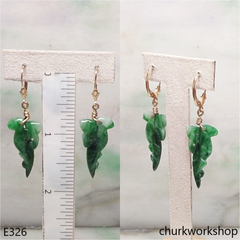 14K dangling jade earring