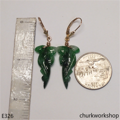 14K dangling jade earring