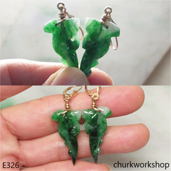 14K dangling jade earring