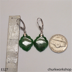 14K white gold dangling jade earring