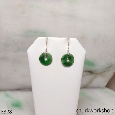 Dark green jade dangling earrings