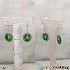 Dark green jade dangling earrings