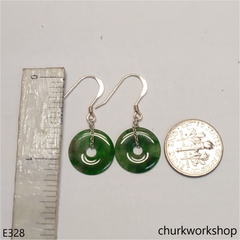 Dark green jade dangling earrings