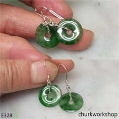 Dark green jade dangling earrings