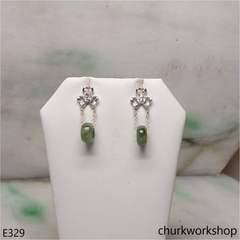 Round ring jade earrings